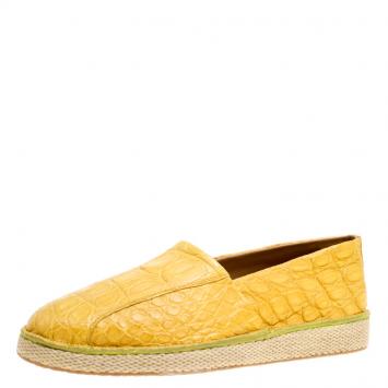 Pre Owned Salvatore Ferragamo Yellow Crocodile Leather Lampedusa Espadrilles Size 42