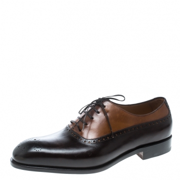 Pre Owned Salvatore Ferragamo Special Edition Two Tone Brogue Leather Oxfords Size 43.5