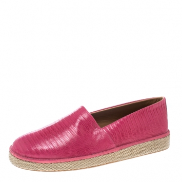 Pre Owned Salvatore Ferragamo Pink Lizard Leather Lampedusa Espadrilles Size 44