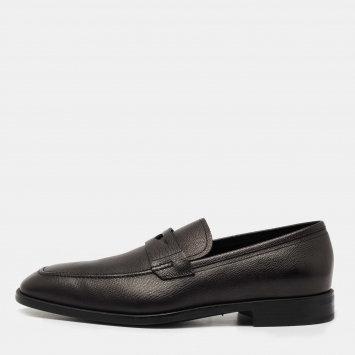 Pre Owned Salvatore Ferragamo Black Leather Penny Loafers Size 44