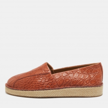مملوكة مسبقًا Salvatore Ferragamo Brown Crocodile Lampedusa Espadrilles Size 43