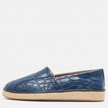 مملوكة مسبقًا Salvatore Ferragamo Blue Crocodile Lampedusa Espadrilles Size 42.5