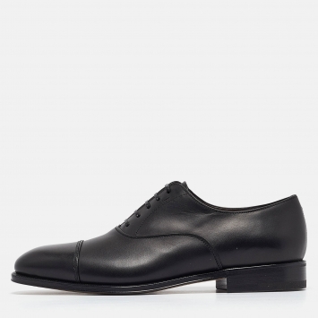 Pre Owned Salvatore Ferragamo Black Leather Luce Divis Oxfords Size 39.5