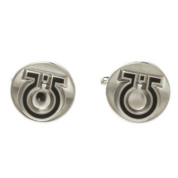 Pre Owned Salvatore Ferragamo Gancino Silver Tone Circular Cufflinks