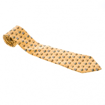 Pre Owned Salvatore Ferragamo Yellow Snail Printed Silk Tie