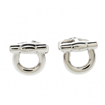 Pre Owned Salvatore Ferragamo Gancini Silver Tone Cufflinks