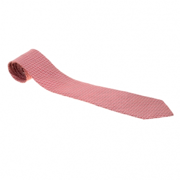 Pre Owned Salvatore Ferragamo Red Clover Printed Silk Tie