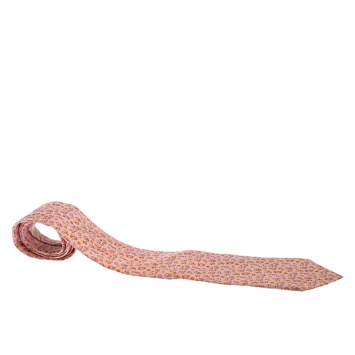 Pre Owned Salvatore Ferragamo Pink Floral Print Silk Tie