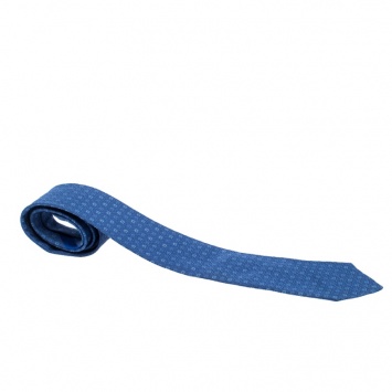 Pre Owned Salvatore Ferragamo Blue Gancini Jacquard Silk Tie
