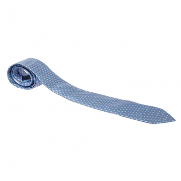 Pre Owned Salvatore Ferragamo Light Blue Fish Print Silk Tie