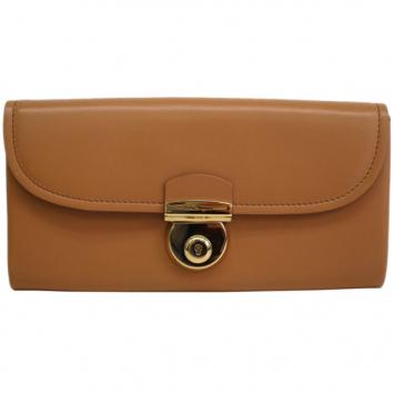 Pre Owned Salvatore Ferragamo Brown Leather Checkbook Wallet