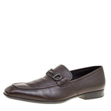 Pre Owned Salvatore Ferragamo Brown Leather Loafers Size 46