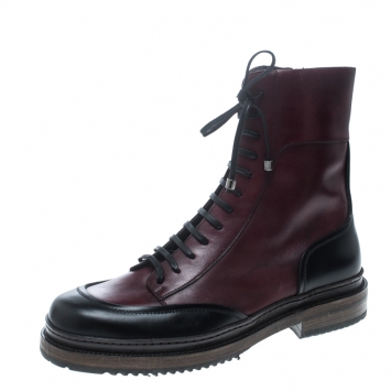 Pre Owned Salvatore Ferragamo Burgundy Leather Mallorca Platform Ankle Boots Size 41.5