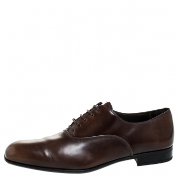 Pre Owned Salvatore Ferragamo Brown Leather Dunn Oxfords Size 44.5