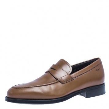 Pre Owned Salvatore Ferragamo Tan Leather Penny Loafers Size 40.5
