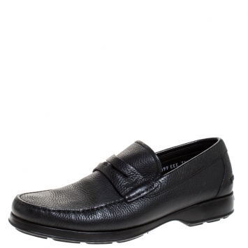 Pre Owned Salvatore Ferragamo Black Leather Penny Loafers Size 41.5