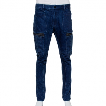 Pre Owned Stone Island Navy Blue Denim Cargo Pocket Detail Jeans M