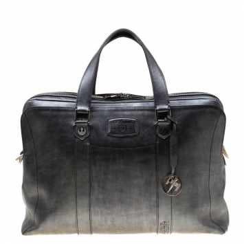 Pre Owned S.T. Dupont Metallic Grey Leather Line D Star Wars Document and Laptop Holder Briefcase