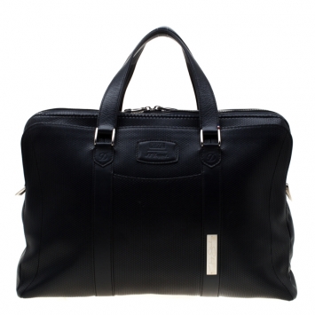 Pre Owned S.T. Dupont Deep Navy Blue Leather Line D Tony Stark Document and Laptop Holder Briefcase