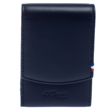 Pre Owned S.T. Dupont Navy Blue Leather Cigarette Pack Case 