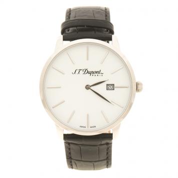 Pre Owned S.T. Dupont White Stainless Steel Men's Wristwatch 39 mm