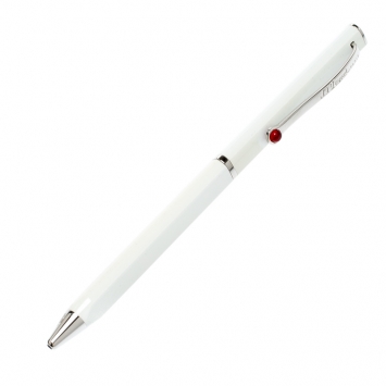 Pre Owned S.T.Dupont Karl Lagerfeld Edition White Lacquer Palladium Finish Ballpoint Pen