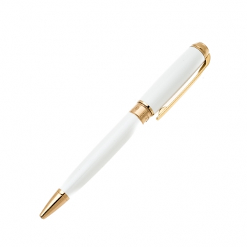 Pre Owned S.T. Dupont Line D Pearly White Lacquer Gold Plated Ballpoint Pen