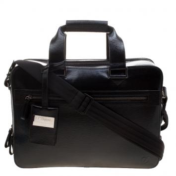 Pre Owned S.T. Dupont Black Leather Document Holder Briefcase 