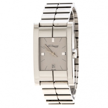 Pre Owned S.T. Dupont Silver  Stainless Steel 151F1CU83 Men's Wristwatch 25 mm
