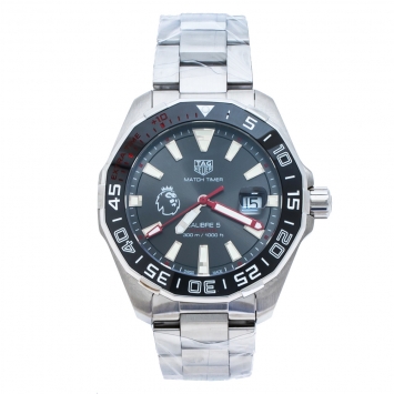 Pre Owned Tag Heuer Black Stainless Steel Aquaracer Match Timer Premier League WAY201D.BA0927 Men's Wristwatch 43 mm