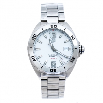 Pre Owned Tag Heuer White Stainless Steel Formula 1 WAZ1114.BA0875 Men's Wristwatch 41 mm
