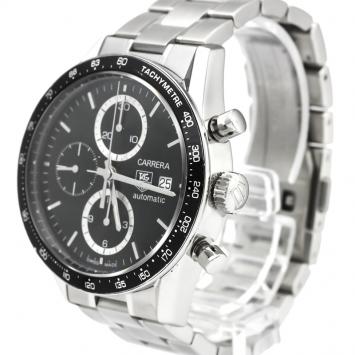 Pre Owned Tag Heuer Black Stainless Steel Carrera Men's Wristwatch 41MM