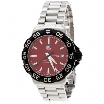 Pre Owned Tag Heuer Red Stainless Steel Formula 1 WAH1112 Men's Wristwatch 41 mm