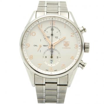 Pre Owned Tag Heuer Silver Steel Carrera Open Case Automatic Men's Watch 43MM