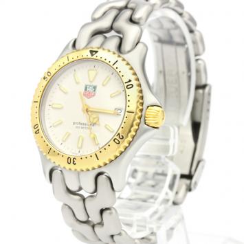 Pre Owned Tag Heuer Gray 18K Yellow Gold Plated Stainless Steel Sel Professional 200M S95.813 Men's Wristwatch 34 MM