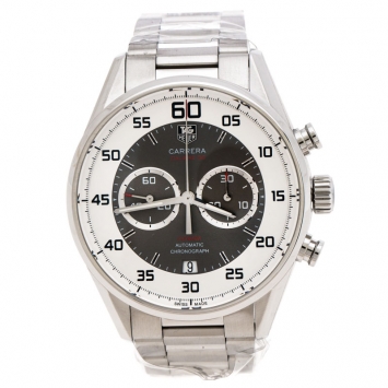 Pre Owned Tag Heuer Grey Stainless Steel Carrera Calibre 36 Flyback CAR2B11.BA0799 Men's Wristwatch 43 mm