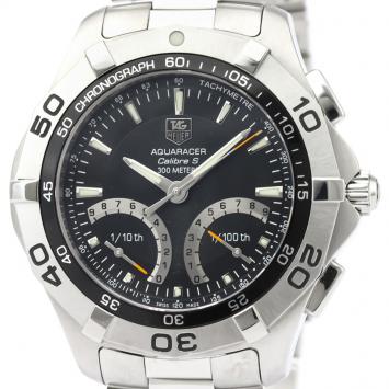 Pre Owned Tag Heuer Black Stainless Steel Aquaracer 300M Calibre S Caf7010 Men's Wristwatch 43MM