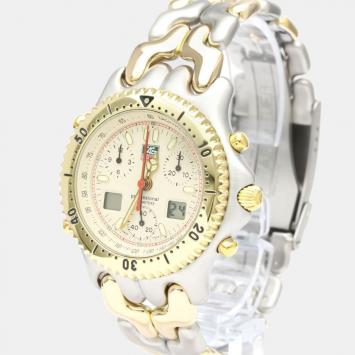Pre Owned Tag Heuer Ivory Gold Plated And Stainless Steel Sel CG1123 Quartz Men's Wristwatch 38 mm