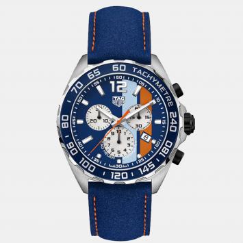 Pre Owned TAG Heuer Blue Stainless Steel Formula Gulf 1 CAZ101N.FC8243 Quartz Chronograph Men's Wristwatch 43 mm