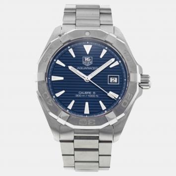 Pre Owned TAG Heuer Blue Stainless Steel Aquaracer WAY2112.BA0928 Automatic Men's Wristwatch 41 mm