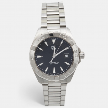 Pre Owned TAG Heuer Black Stainless Steel Aquaracer WAY1110 Men's Wristwatch 41 mm 