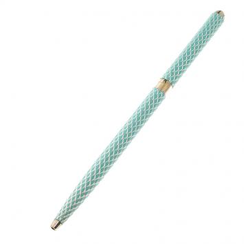 Pre Owned Tiffany & Co. Blue Lacquer Silver Ballpoint Purse Pen