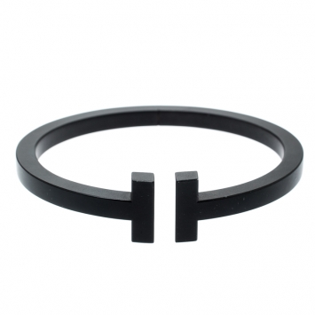 Pre Owned Tiffany & Co. T Square Black Tone Stainless Steel Bracelet