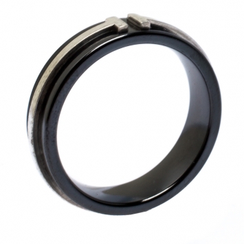 Pre Owned Tiffany T Titanium & Silver Band Ring Size 58