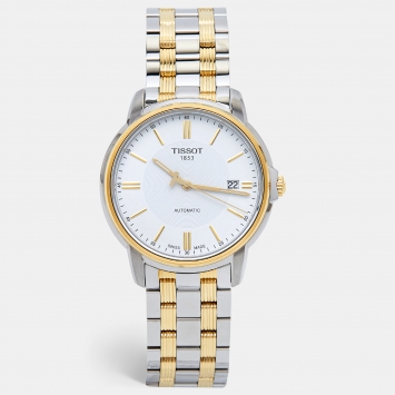 Pre Owned Tissot White Two-Tone Stainless Steel T-Classic Automatics III T065.407.22.031.00 Men's Wristwatch 39 mm