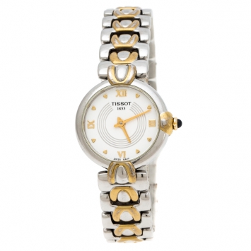 Pre Owned Tissot White Two-Tone Stainless Steel Classic G226/326 Women's Wristwatch 24 mm