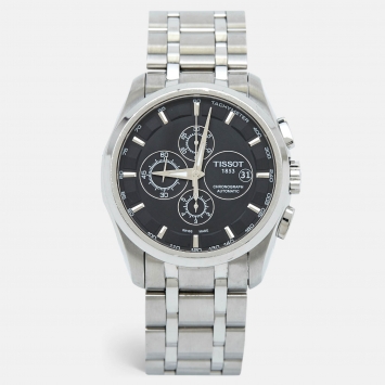 Pre Owned Tissot Black Stainless Steel Couturier T035.627.11.051.00 Men's Wristwatch 43 mm