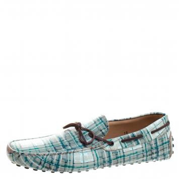 Pre Owned Tod's Abstract Print Leather Bow Loafers Size 44.5