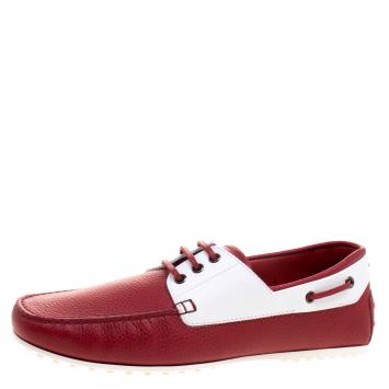 Pre Owned Tod's for Ferrari Two Tone Leather Boat Shoes Size 43
