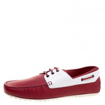 Pre Owned Tod's for Ferrari Two Tone Leather Boat Shoes Size 46.5